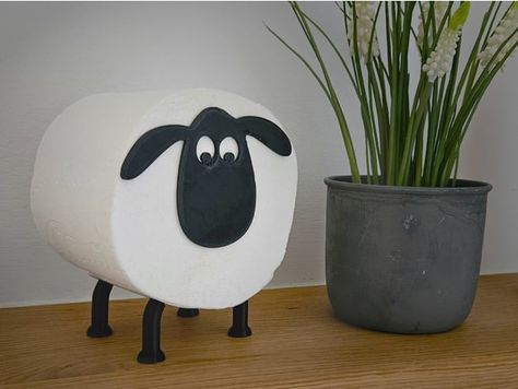 Shaun the Sheep Toilet Paper Roll Holder Easy to Print Black And White Toilet, Funny Toilet Paper Holder, Funny Toilet Paper, Toilet Paper Humor, Funny Sheep, Washroom Decor, Toilet Paper Tube, Toilet Paper Roll Holder, Paper Roll Holders