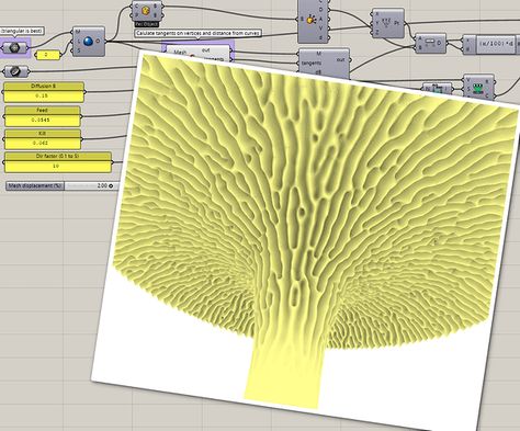 Modelling Mushroom Gills in grasshopper or python how? - Rhino Developer - McNeel Forum Mushroom Gills, Rhino Tutorial, Grasshopper 3d, Grasshopper Rhino, Rhino 3d, Organic Structure, Generative Design, Digital Fabrication, Parametric Design