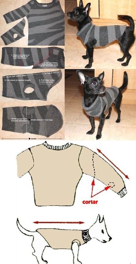 Small Dog Hacks, Easy Diy Puppy Clothes, Crochet Doggie Sweater Small Dogs, Diy Pet Clothes Small Dogs, Making Dog Clothes, Diy Small Dog Clothes, Pet Clothes Patterns Free Sewing, Dog Sweater Pattern Sewing, How To Make Dog Clothes