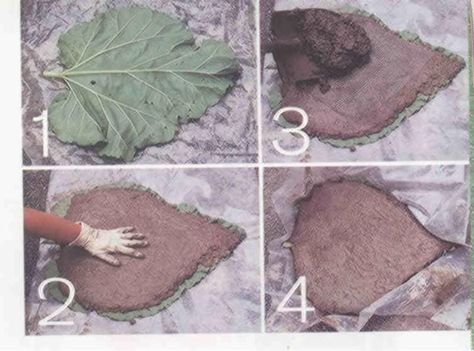 Rhubarb Leaf Stepping Stones Leaf Stepping Stones, Cement Leaves, Concrete Leaves, Concrete Stepping Stones, Stepping Stones Diy, Garden Stepping Stones, Garden Steps, Magic Garden, Concrete Crafts