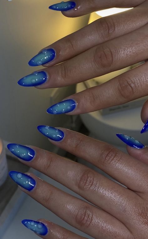 Tate Mcrae Inspired Nails, Aurora Nails Blue, Tate Mcrae Nails Ideas, Classy Almond Nails, Shellac Colors, Aurora Nails, Edgy Nails, Minimal Nails, Cute Gel Nails