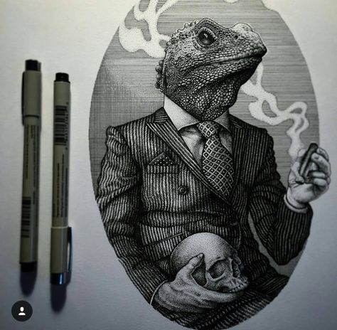 Paul Jackson Artist, Paul Jackson, Hybrid Art, Sketch Tattoo Design, Komodo, Art Prompts, Arte Animal, Art And Illustration, Ink Illustrations