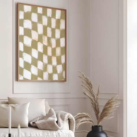 Neutral Checkered Wall Art Print, Minimalist, Funky Decor, Trendy, Groovy, Retro Poster, Checkerboard, Living Room Decor, Beige Painting by Aureous on Etsy Checkerboard Living Room, Checkerboard Painting, Living Room Decor Beige, Room Decor Beige, Checkered Wall, Beige Painting, Funky Decor, Groovy Retro, Museum Of Fine Arts