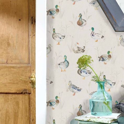 Ducks Wallpaper, Width Wallpaper, Duck Nursery, Duck Wallpaper, Linen Wallpaper, Nursery Room Design, Baby Boy Room Nursery, Cream Wallpaper, Nursery Room Inspiration