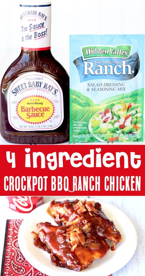 Crock Pot Barbecue, Slow Cooker Kip, Ranch Chicken Recipe, Bacon Ranch Chicken, Ranch Chicken Recipes, Chicken Crockpot Recipes Easy, Bbq Bacon, Easy Bbq, Diner Recept