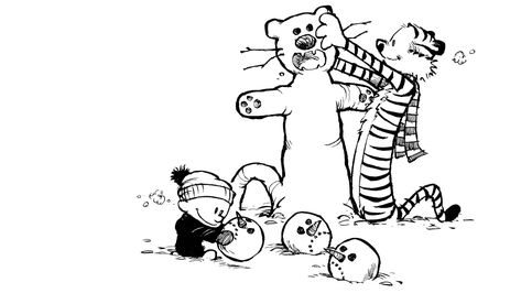 Calvin and Hobbes on Twitter: "Do you wanna build a…Snowtiger?! ⛄️🐯 #CalvinandHobbes… " Calvin And Hobbes Snowmen, Calvin And Hobbes Wallpaper, Calvin Und Hobbes, Dual Screen Wallpaper, Christmas Wallpaper Hd, Calvin And Hobbes Comics, Funny Snowman, Cartoon Strip, Winter Wallpaper