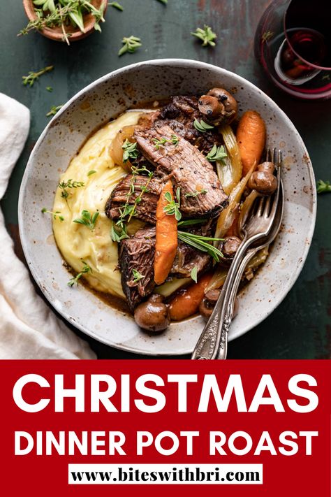 Pot Roast For Christmas Dinner, Christmas Roast Beef Dinner Crock Pot, Pot Roast Dinner Ideas Meals, Christmas Roast Slow Cooker, Holiday Pot Roast Crock Pot, Christmas Roast Dinner Crock Pot, One Pot Christmas Dinner, Christmas Pot Roast Recipes, Christmas Chuck Roast