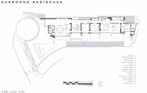 First Level Floor Plan - Bel Air Residence - 755 Sarbonne Rd, Los Angeles, CA, USA Luxury House Floor Plans, Bel Air Road, Mansion Plans, Bel Air Mansion, Paneled Library, For Rent By Owner, City Of Los Angeles, Mansion Floor Plan, Garage Floor Plans