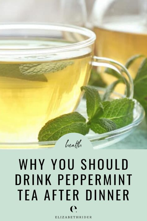 Find out all the benefits of drinking a cup of peppermint tea after dinner. Elizabeth Rider Healthy Tips #ElizabethRider #TeaBenefits #PeppermintTea What Is Peppermint Tea Good For, Peppermint Tea At Night, Health Benefits Of Peppermint Tea, Peppermint Tea Benefits At Night, Pepermint Plant, Healthy Tea Drinks, Spice Remedies, Acv Recipes, Benefits Of Peppermint Tea