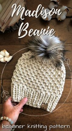 Chunky Beanie Pattern, Knit Beanie Pattern, Beanie Knitting, Knitting Terms, Beginner Knitting Pattern, Beginner Knitting, Chunky Beanie, Easy Knitting Projects, Knitting Patterns Free Hats