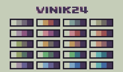 Vinik on Twitter: "Good day pixel heads! That pastel palette is now a 24 colors set of connected Supergameboy-like ramps. I am also starting a tileset with it, I hope it works. #pixelart, #palette, #tileset. https://t.co/PIVT8AhkqY" / Twitter Pastel Tiles, Pixel Color, Purple Color Palettes, Pixel Art Tutorial, Color Palette Challenge, Cool Pixel Art, Palette Art, Pixel Art Games, Pixel Games