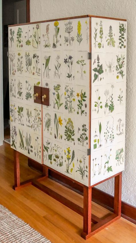 Our Josef Frank-inspired Flora cabinet–the unveiling – Quirkshop Design Decoupaged Furniture, Printed Furniture, Upcycled Cabinet, Sideboard Styles, Condo Living Room, Josef Frank, Door Murals, Mural Design, Diy Cabinets