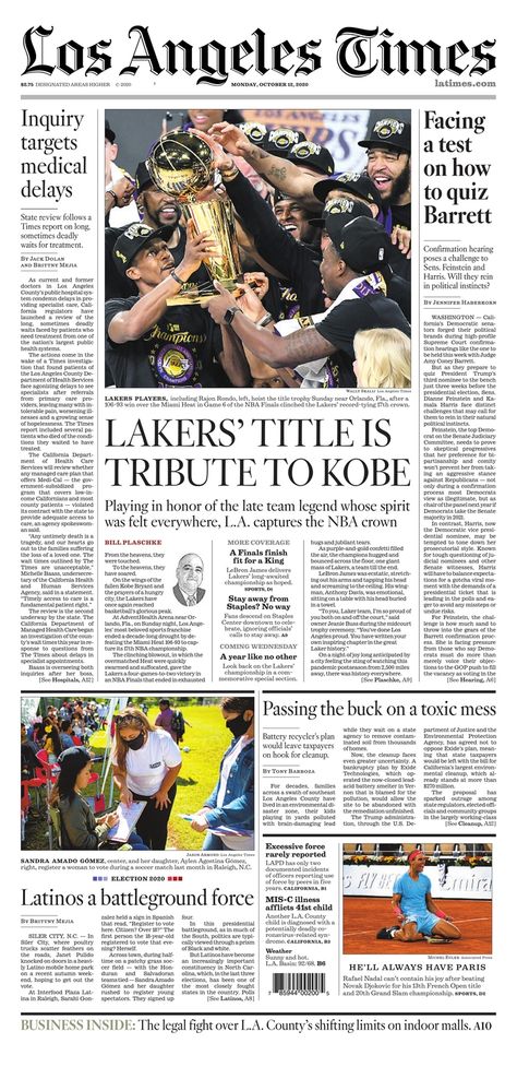 Lebron James And Anthony Davis, Lebron James Miami Heat, Lakers Win, Lebron James Championship, Usa Today News, Alaska Usa, Newspaper Cover, First Amendment, Lake Havasu City