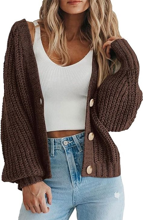 Tube Top And Jeans, Dik Vest, Winter Sweaters Oversized, Short Cardigan Sweater, Fall Sweaters For Women, Fall Cardigan, Loose Cardigan, Long Sleeve Knitted Cardigan, Cute Cardigans