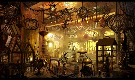 Steampunk Rooms, Mystery Shop, Steampunk Shop, Star Wars Halloween, Mystery Shopping, Marketing Art, Concept Art Tutorial, Landscape Concept, Kickstarter Campaign