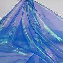 Iridescent Organza, Holographic Fabric, Holographic Iridescent, Iridescent Fabric, Iridescent Color, Wedding Party Decor, Princess Ball Gowns, Cyan Blue, Clothes Sewing