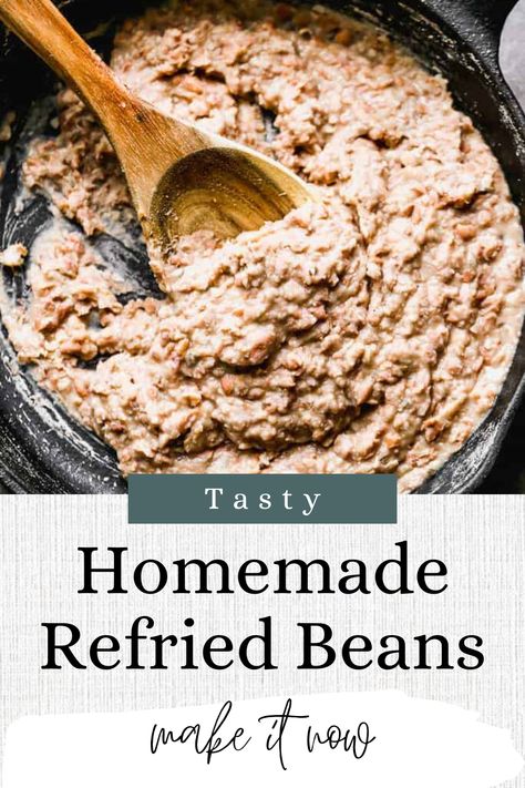 Looking for a simple and easy recipe for homemade refried beans? Look no further! This recipe only requires 5 ingredients and is bursting with authentic and flavorful taste. Perfect for topping tacos, burritos, or just as a side dish. #homemaderecipes #refriedbeans #mexicanfood #easyrecipes #5ingredients Best Refried Beans Recipe, Best Refried Beans, Make Refried Beans, Homemade Refried Beans, Refried Beans Recipe, Tastes Better From Scratch, Tacos Burritos, Family Breakfast, Beans Recipe