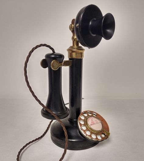 1920s Black & Brass GPO  Candlestick Telephone including  internal bell Full Working Order, Serviced Converted for use on all Lines  (includes # * & memory) 1920s Telephone, 1920s Phone, Candlestick Phone, Quiet House, Candlestick Telephone, The Glass Menagerie, Cordless Telephone, Disney Canvas Art, Glass Menagerie