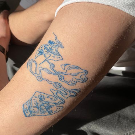 Evolving Tattoo, Blue Ink Tattoos, Tattoo Culture, Mushroom Tattoos, Calligraphy Tattoo, Chinese Tattoo, Blue Tattoo, Healing Tattoo, American Tattoos