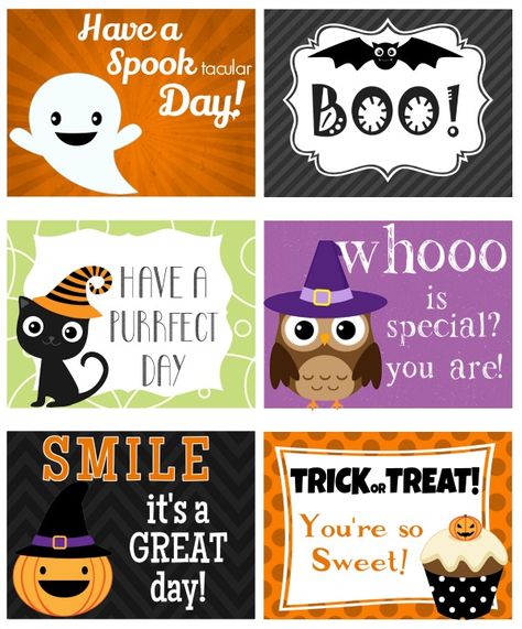 Free Printable Halloween Lunch Box Notes Halloween Lunch Box Notes, Halloween Lunch Box, Free Halloween Printables, Imprimibles Halloween, Halloween Lunch, Free Printable Halloween, Lunchbox Notes, Lunch Notes, Treat Toppers