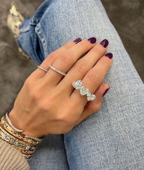 Stephanie Gottlieb on Instagram: “Well, I guess I’ll have to have a third kid 🤣 I had so much fun working on this 3-stone “family ring” for one of our clients— swipe to peep…” Stephanie Gottlieb Jewelry, Heart Diamond Ring, Stephanie Gottlieb, Family Ring, Diamond Bracelet Design, Triple Heart, Queen Jewelry, Family Rings, Diamond Heart Ring