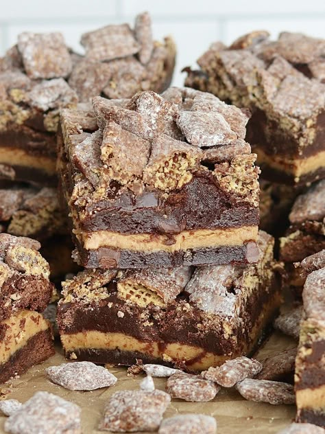 Puppy Chow Cookies, Butter Brownies, Fudge Brownie, Peanut Butter Filling, Peanut Butter Brownies, Puppy Chow, Peanut Butter Recipes, Eat Dessert First, Dessert Drinks