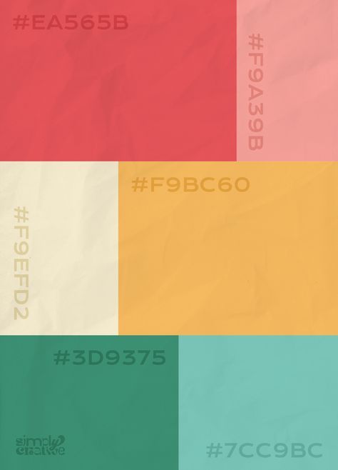 Youthful Colour Palette, Color Palette Eclectic, Spring Brand Color Palette, Spring Graphic Design Inspiration, Playful Color Pallete, Bold Retro Color Palette, Charity Color Palette, Anthropologie Color Palette, Exciting Color Palette