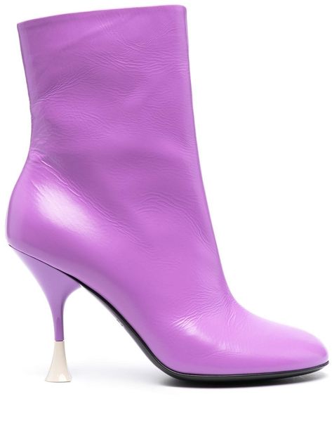 amethyst purple calf leather round toe side zip fastening high stiletto heel 100mm heel Lavender Boots, Beautiful Boots, Women Boots, Amethyst Purple, High Fashion Street Style, Winter Shoes, Leather Ankle Boots, Stiletto Heel, Dress With Boots