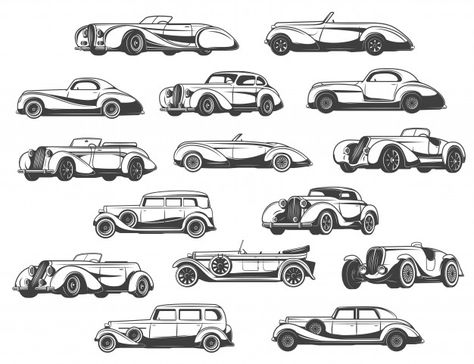 Luxury Limousine, Art Deco Borders, Cars Models, Art Deco Invitations, Retro Tattoos, Retro Pictures, Auto Retro, Car Vector, Ink Artwork