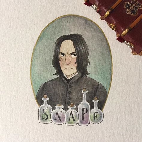 Severus Sneep, Fanart Harry Potter, Gouache Portrait, Harry Potter Sketch, Imprimibles Harry Potter, Citate Harry Potter, Art Harry Potter, Harry Potter Illustrations, Watercolor Gouache