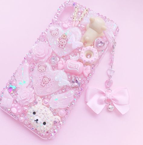 Decoden Phone Case Pink, Decora Phone Case, Deco Phone Cases, Special Event Outfit, Aesthetic Iphone Case, Decoden Case, Kawaii Phone, Paper Dolls Clothing, Decoden Phone Case