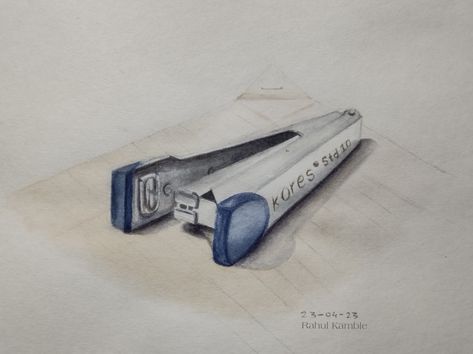 Stapler painting watercolor Stapler Sketch, Stapler Drawing, Object Watercolor, Manmade Objects, Watercolor Objects, Object Drawing, Amazing Art Painting, Design Sketch, Drawing Sketches