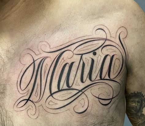 Tattoo Lettering Styles Names, Maria Name Tattoo, Cursive Tattoo Letters, Chicano Tattoos Lettering, Lettering Tattoos, Tattoo Lettering Alphabet, Tattoos Drawing, Tattoo Lettering Design, Chicano Lettering