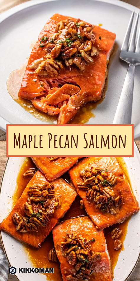 Get hooked on this Maple Pecan Salmon, where the sweet kiss of maple syrup meets the savory depth of Kikkoman® Soy Sauce, all crowned with crunchy pecans. This dish brings a delightful twist to your dinner table in under 35 minutes!
For more delicious dinners, visit KikkomanUSA.com. Pecan Salmon, Salmon Dinners, Maple Syrup Salmon, Sauce For Salmon, Seafood Recipe, Salmon Dinner, Maple Pecan, Baked Salmon Recipes, Crunchy Pecans