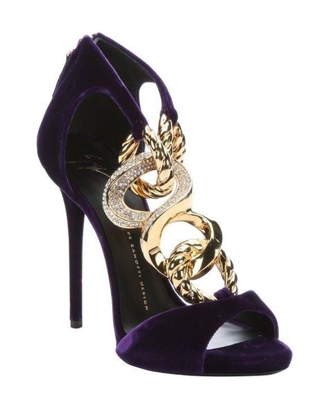 Giuseppe Zanotti Violet Velvet Chain Link Stiletto Purple Formal Shoes. Get the must-have formal shoes of this season! These Giuseppe Zanotti Violet Velvet Chain Link Stiletto Purple Formal Shoes are a top 10 member favorite on Tradesy. Save on yours before they're sold out! Desain Merek, Chain Sandals, Hak Tinggi, Giuseppe Zanotti Heels, Gladiator Heels, Suede High Heels, Stiletto Sandals, Sandals Brands, Suede Sandals