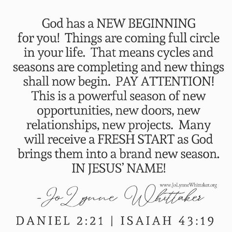 Jolynne Whittaker, Prophetic Word, A New Beginning, Small Talk, Thank You Lord, New Beginning, New Relationships, New Opportunities, Fresh Start