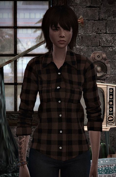 Ellie Williams Sims 4, Ellie Williams, Ts4 Cc, The Sims4, Sims Cc, Sims 4, Zombie, Casual Button Down Shirt, Button Down Shirt