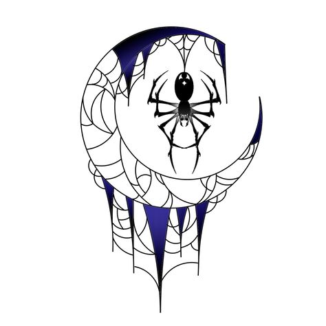 Moon And Spider Tattoo, Moon Spider Web Tattoo, Spider And Moon Tattoo, Bat And Spider Tattoo, Spider Moon Tattoo, Witchy Spider Tattoo, Spider Design Tattoo, Macrame Spider Web, Spider Hanging From Web Tattoo