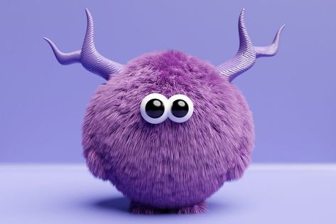 Illustration #3DModeling #DigitalArt #CGI #3DDesign #VirtualReality #ComputerGraphics #3DPrinting #Animation Fluffy Character Design, Fluffy Character, Fluffy Monster, 3d Monster, Purple Monster, Photorealistic Rendering, Monster Illustration, Monster Characters, Web Themes