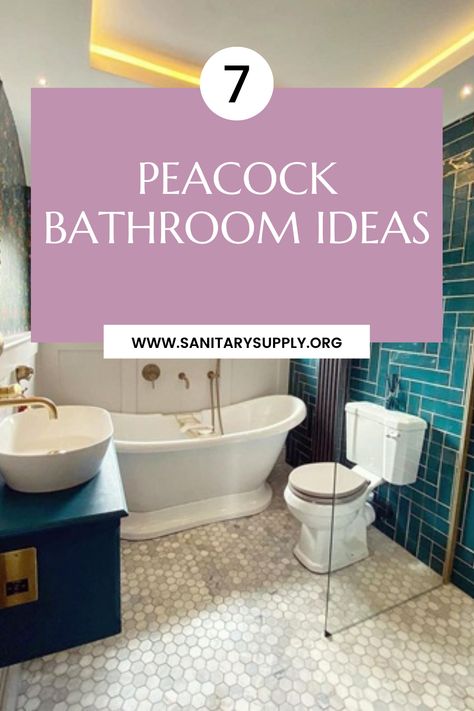 7 best Peacock Bathroom Ideas for bathroom remodeling Peacock Bathroom Ideas, Peacock Bathroom, Painting Bathtub, Bathroom Idea, Tile Wallpaper, The Peacock, Bathroom Fixtures, The Bathroom, New Ideas