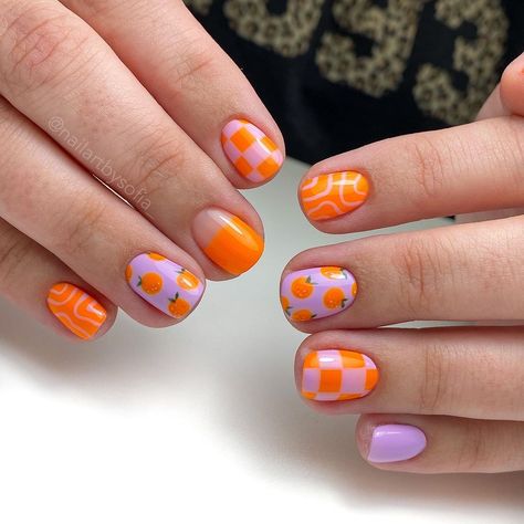 Orange Nail Designs, Wood Nails, Higher Ground, Cute Gel Nails, Bright Nails, Short Nail Designs, Neon Nails, Orange Nails, Funky Nails