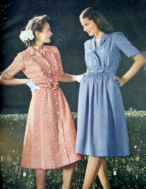 1940s shirtwaist dresses 1940 Dress, Forties Fashion, Easter Dresses For Toddlers, 1940s Outfits, Retro Style Dress, Summer Day Dresses, What Is Fashion, Dresses Australia, Dress History