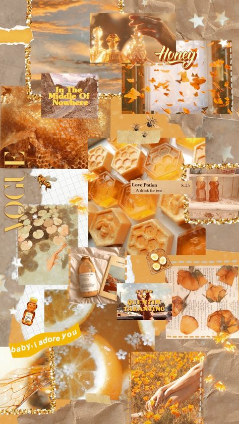 Yellow Bee Aesthetic Wallpaper, Beecore Aesthetics, Honeycore Wallpaper, Butterfly Core Aesthetic Wallpaper, Orange And Yellow Moodboard, Bee Core Aesthetic, Honeycore Aesthetic Wallpaper, Yellow Core Aesthetic Wallpaper, Honeycomb Aesthetic Wallpaper