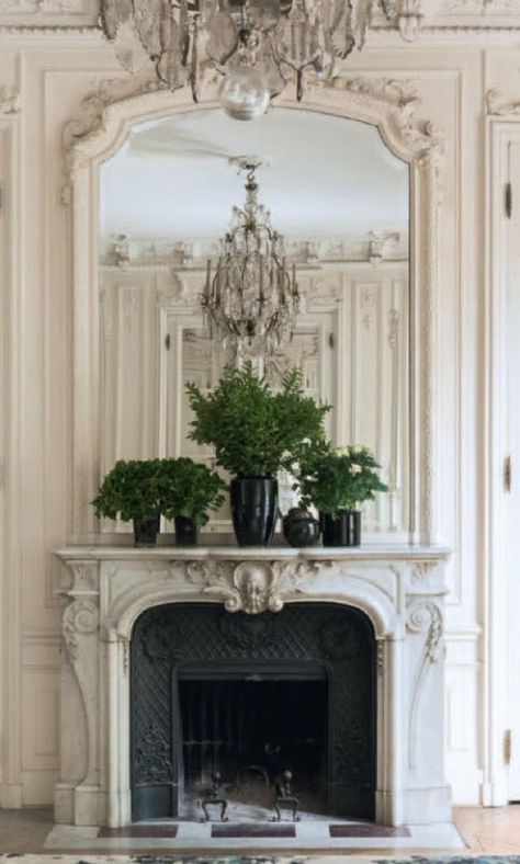 Parisian Style Fireplace, French Provincial Fireplace Mantels, French Fireplace Ideas, Parisian Fireplace, French Fireplaces, French Fireplace Mantel, Trending Home Decor, French Fireplace, Parisian Interior