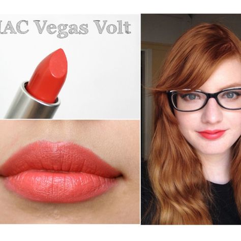 MAC Vegas Volt Vegas Volt Mac Lipstick, Mac Vegas Volt Lipstick, Warm Spring Makeup, Paintbox Spring, Mac Vegas Volt, Spring Celebrities, Spring Lip Colors, Spring Lipstick, Mac Lipstick Colors