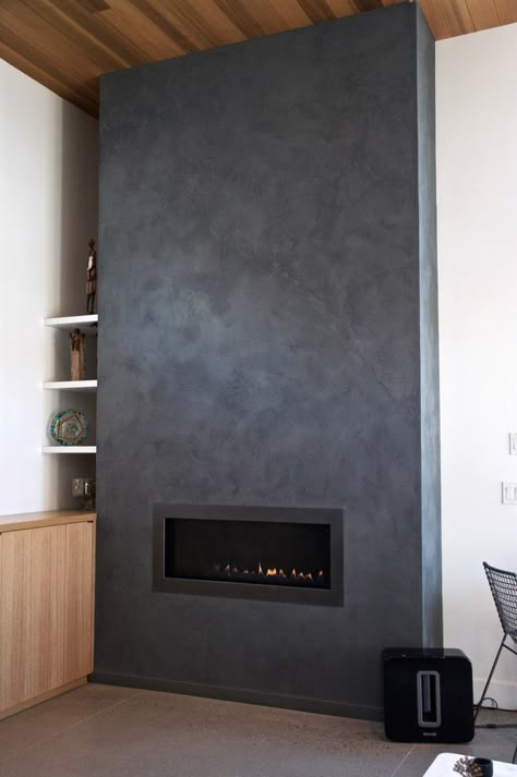 Gallery Of Fireplaces - ecowalls Contemporary Fireplace Ideas, At Home Clay, Tiled Fireplace Wall, Best Decor Ideas, Fireplace Modern Design, Contemporary Fireplace Designs, Stucco Fireplace, Grey Fireplace, Fireplace Feature Wall