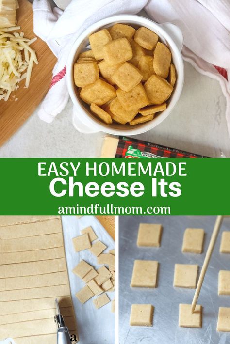 Low Calorie Healthy Snacks HowTo DIY Easy Crackers, Easy Cheese Crackers, Cheez It Recipe, Crackers Homemade, Cheez Its, Homemade School Lunches, Homemade Cheez Its, Healthy Low Calorie Snacks, Homemade Cheese Crackers