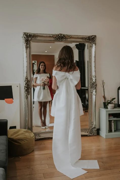 Civil Dress, Short Bow, Bridal Mini, Town Hall Wedding, Short Bridal Dress, Bow Wedding Dress, Cancun Wedding, Melbourne Wedding, Dream Wedding Ideas Dresses