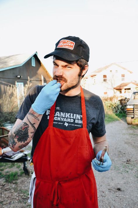 Former La Barbecue Pitmaster Dylan Taylor Wants to Open His Own Smokehouse Grill Photoshoot, Barbeque Aesthetic, Barbecue Photography, Bbq Photography, Man Grilling, Chef Photography, Smoked Bbq, Art Direction Advertising, Texas Barbecue