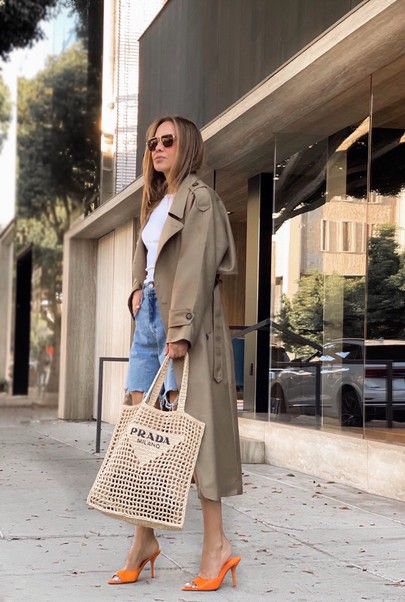 City Strolling ✨ Prada Raffia, Gia Borghini, Khaki Trench, Khaki Trench Coat, Coachella Fashion, Style Inspiration Spring, Crochet Tote Bag, Style Inspiration Summer, Crochet Tote